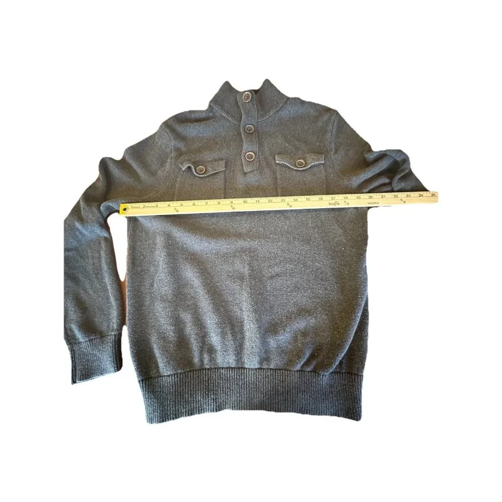 Banana Republic Men’s Sweater Sz M Button Mock Neck 100% Cotton Grey